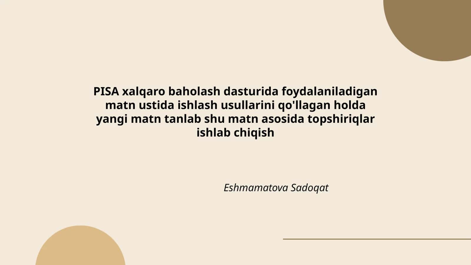 PISA xalqaro baholash dasturi 1