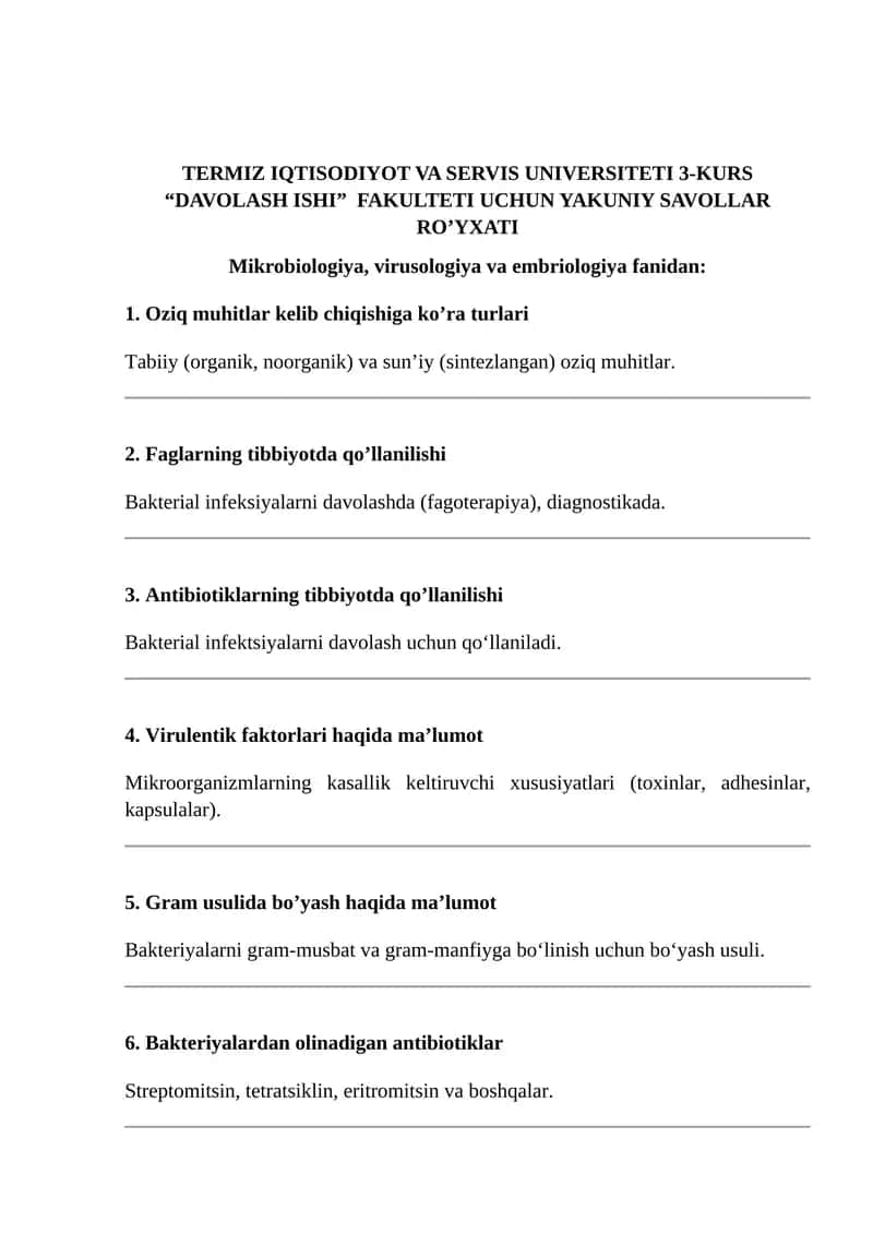 Mikrobiologiya, virusologiya va embriologiya 1