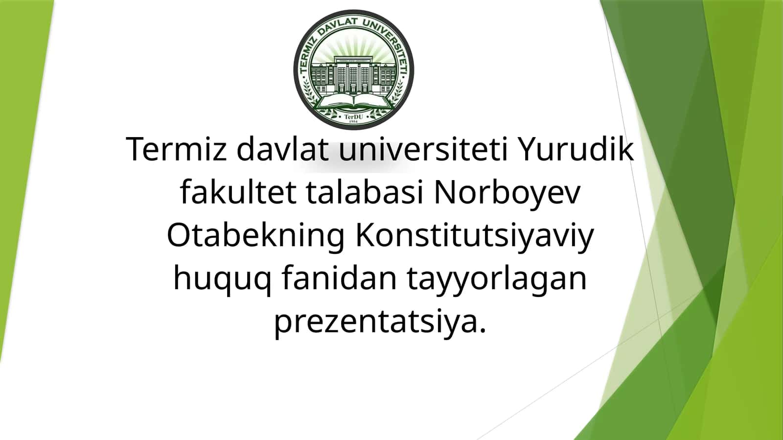 Konstitutsiyaviy huquq fanidan tayyorlagan prezentatsiya 1