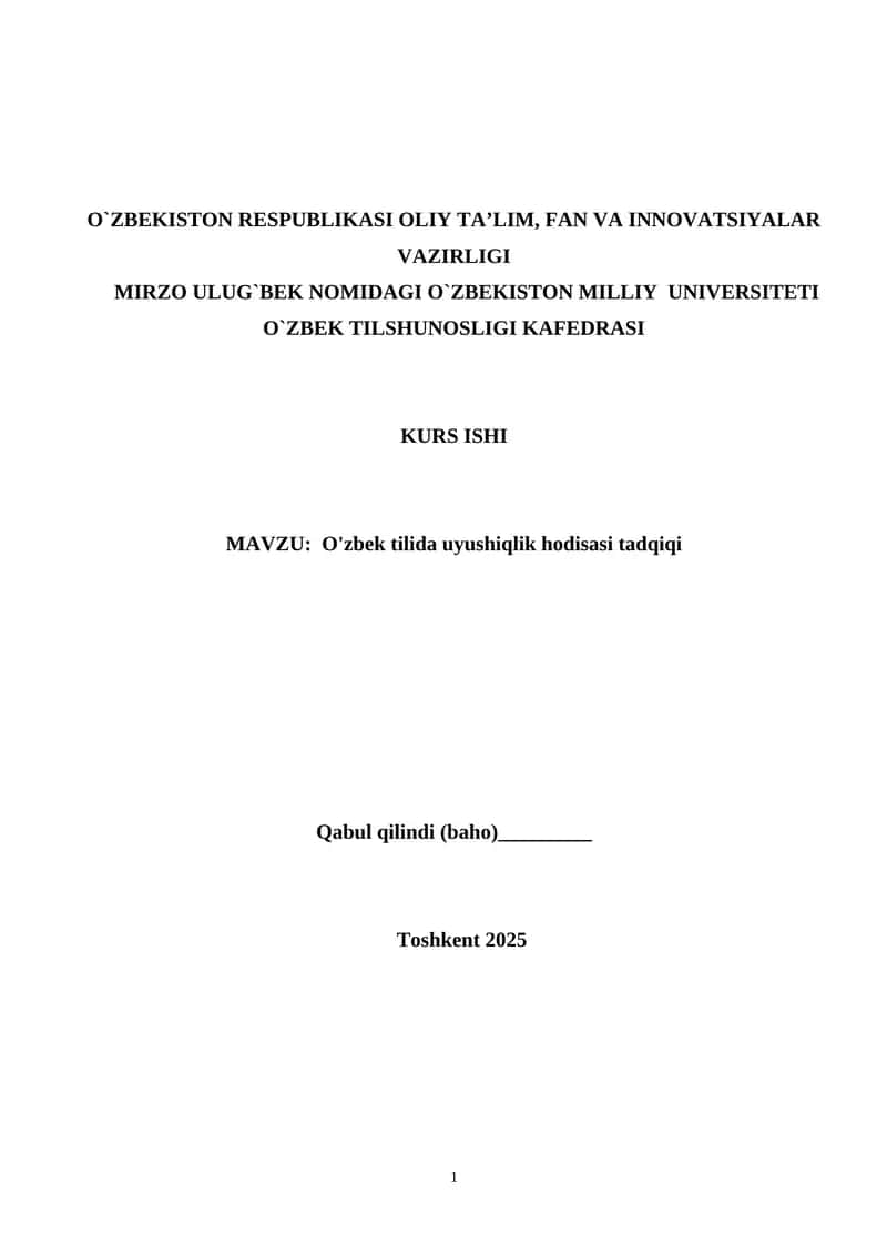 O'zbek tilida uyushiqlik hodisasi tadqiqi 1