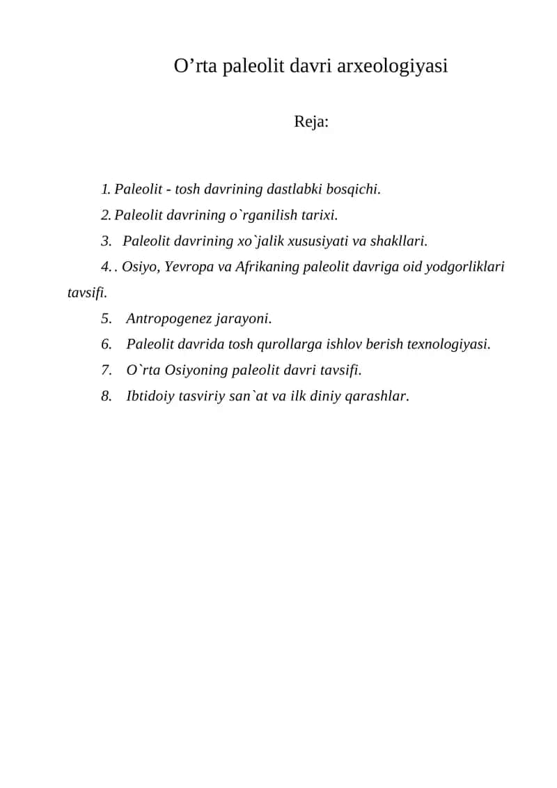 O’rta paleolit davri arxeologiyasi 1