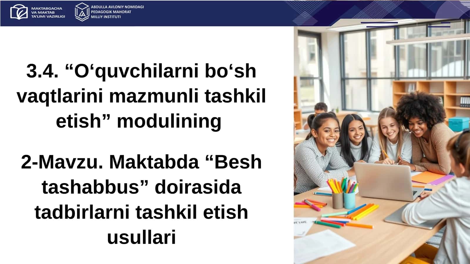 Maktabda “Beshtashabbus” doirasida tadbirlarni tashkil etish usullari 1