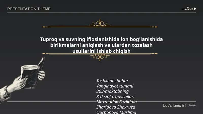 Tuproq va suvning ifloslanishida ion bog'lanishida birikmalarni aniqlash va ulardan tozalash usullarini ishlab chiqish 1