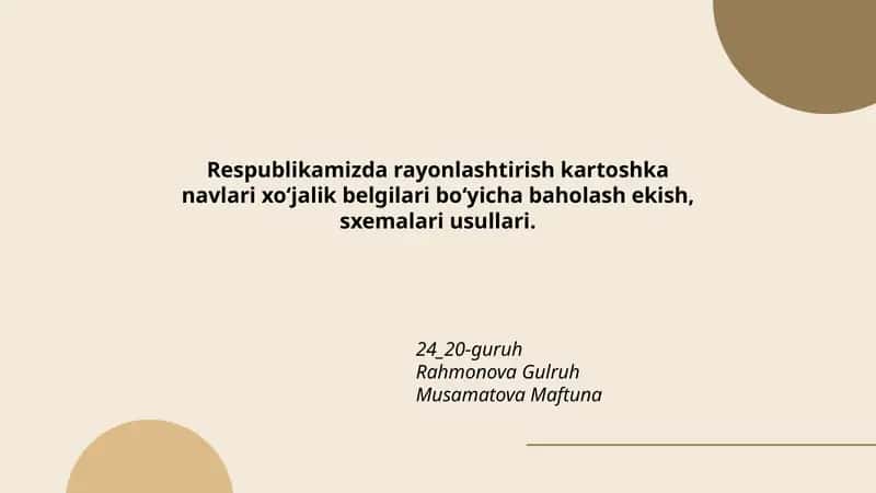 Rayonlashtirish Kartoshka Navlari 1