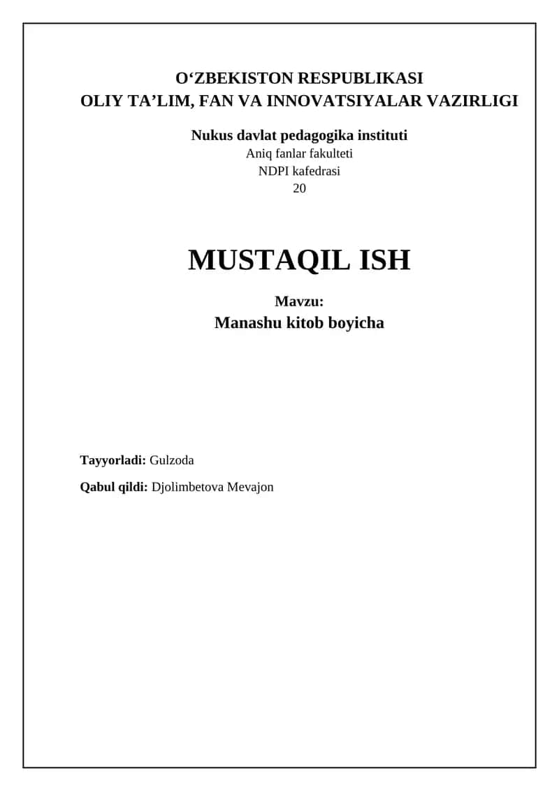 Manashu kitob boyicha 1