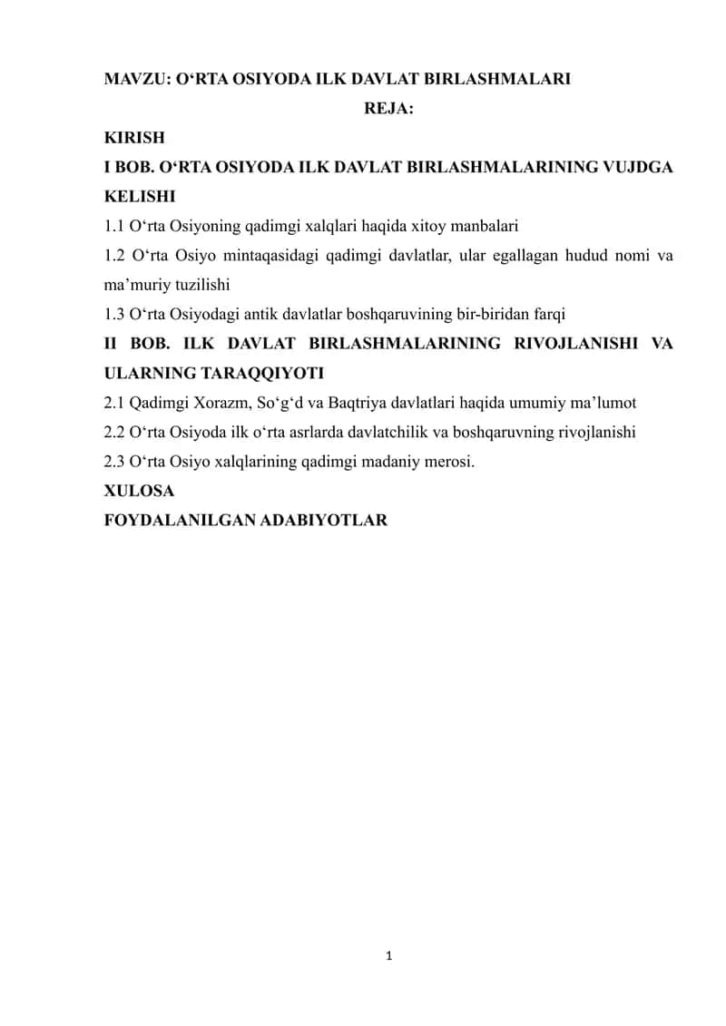 OʻRTA OSIYODA ILK DAVLAT BIRLASHMALARI 1