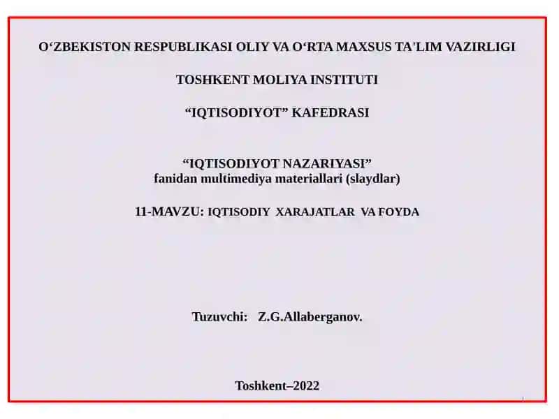 Iqtisodiy Xarajatlar va Foyda