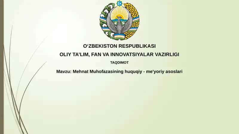 Mehnat Muhofazasining Huquqiy-me'yoriyasoslari 1