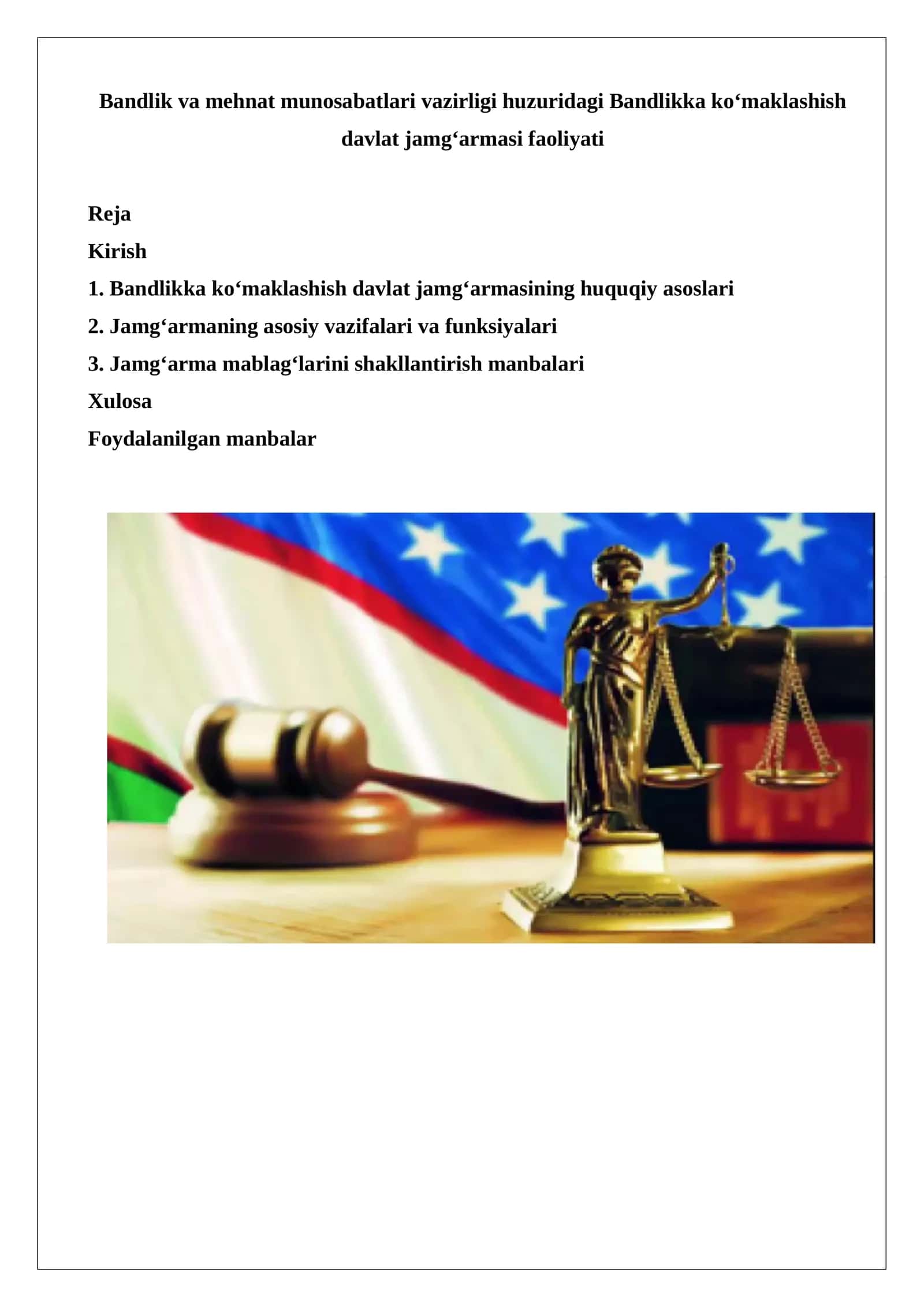 Bandlik va mehnat munosabatlari vazirligi huzuridagi Bandlikka ko‘maklashish davlat 1
