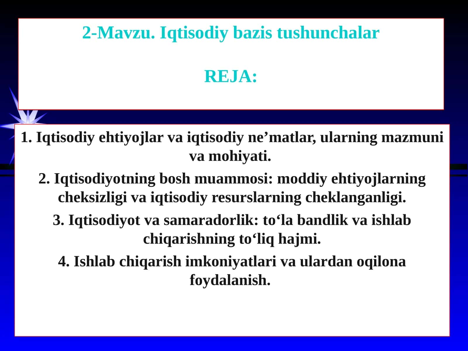Iqtisodiy bazis tushunchalar 1