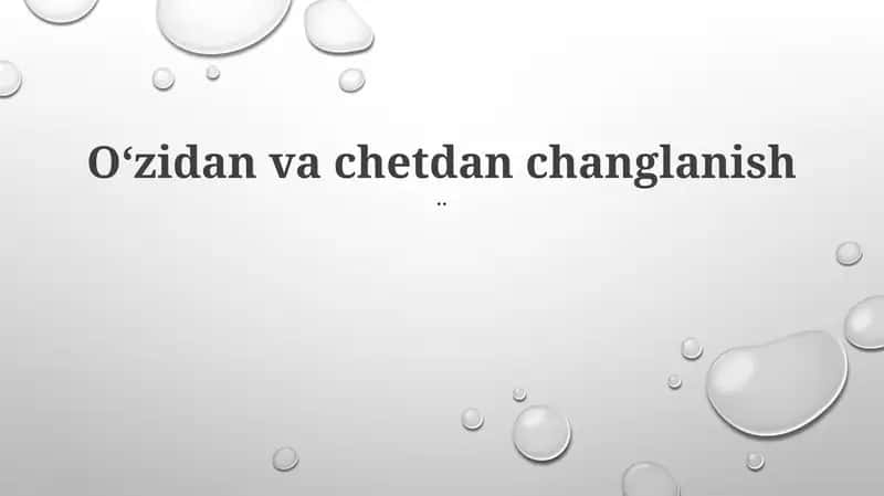 O'z-o'zini changlatish mexanizmlari 1