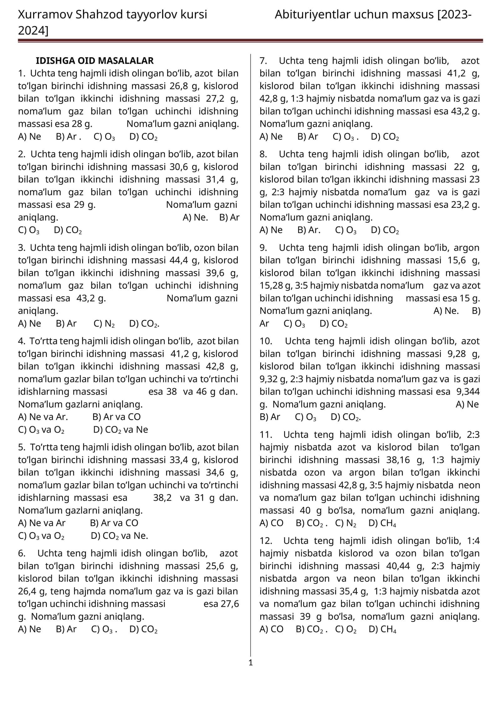 IDISHGA OID MASALALAR 1