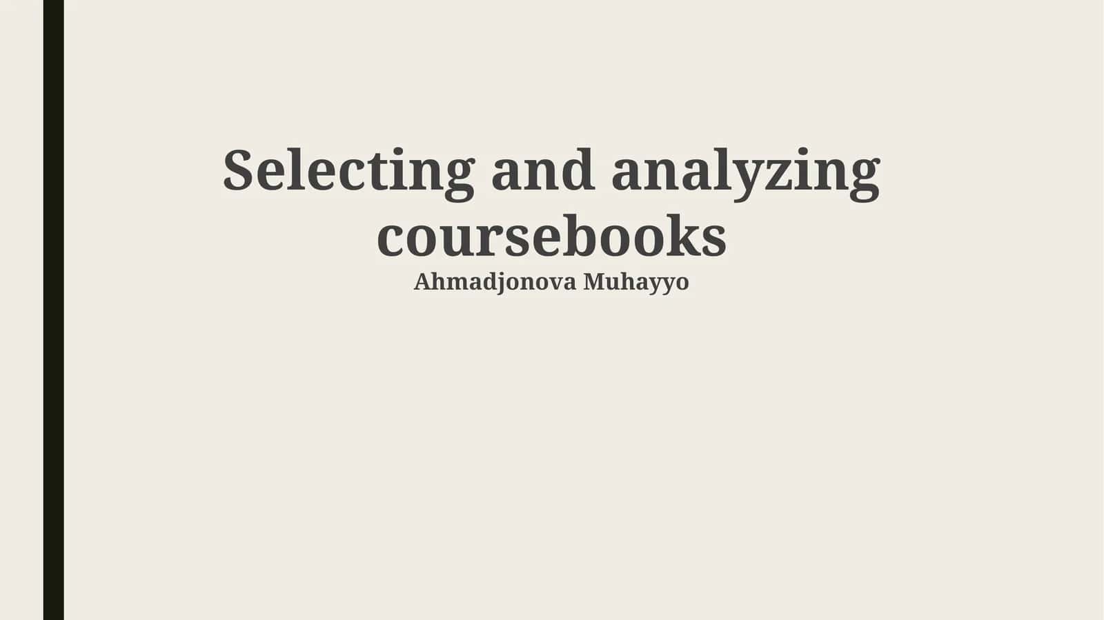Coursebook Selection and Analysis 1