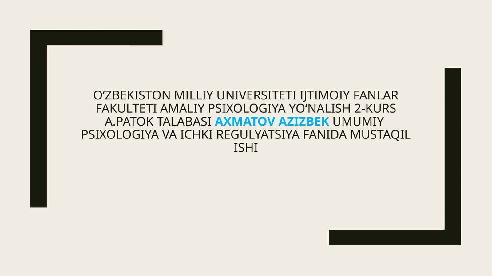 Umumiy psixologiya Va ichkiregulyatsiya Fanida Mustaqil ishi 1
