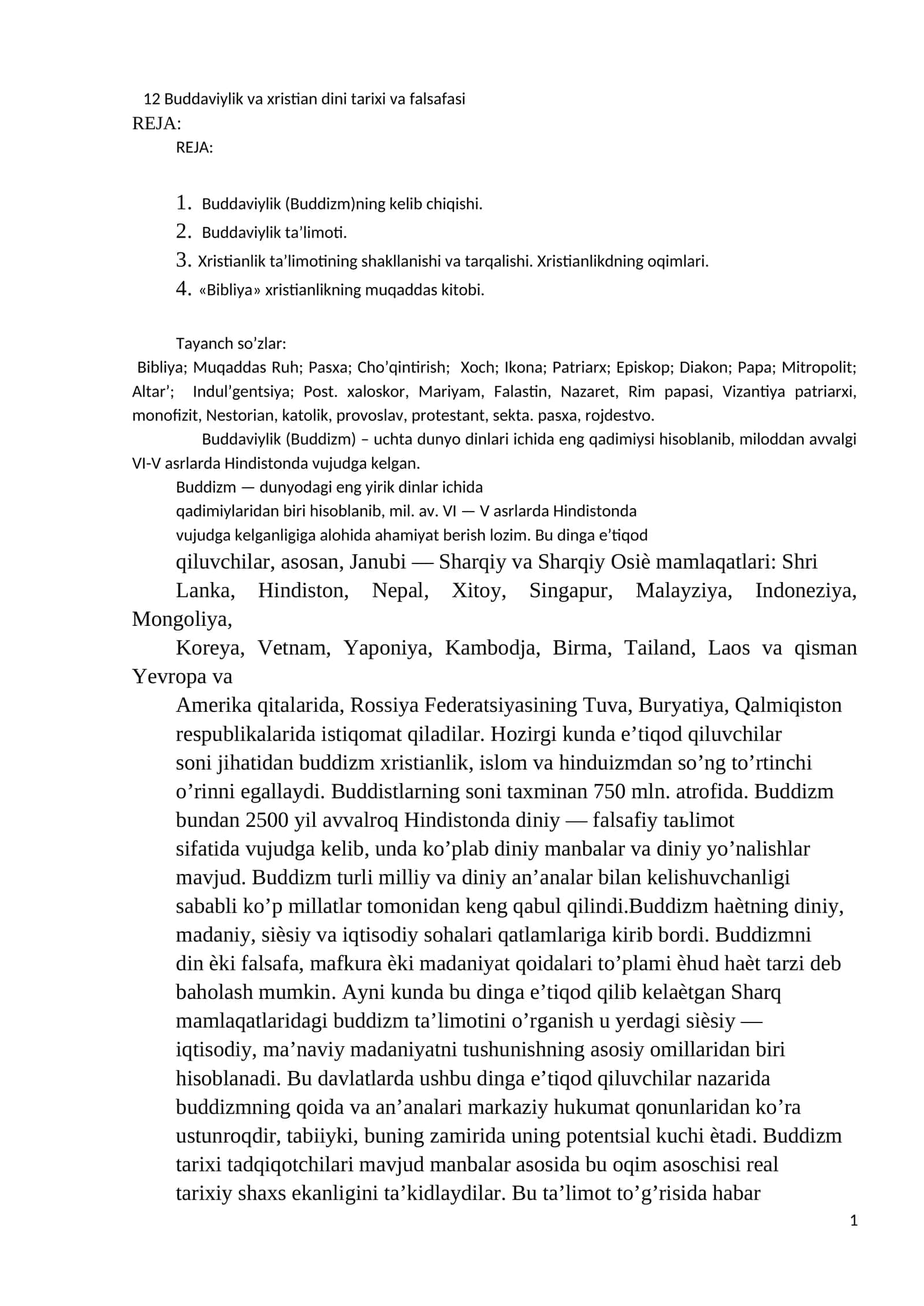 12 Buddaviylik va xristian dini tarixi va falsafasi 1