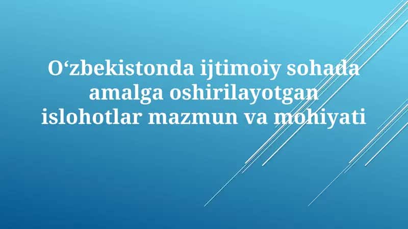 Ijtimoiy islohotlar aholining turmush darajasini oshirishga qaratilgan bo'lib, 2017-yildan boshlab 5 ta ustuvor yo'nalish bo'yicha amalga oshirilmoqda 1