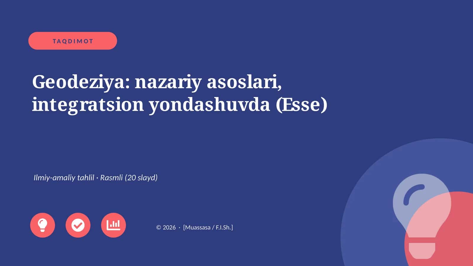 Geodeziya: nazariy asoslari, integratsion yondashuvda (Esse) 1