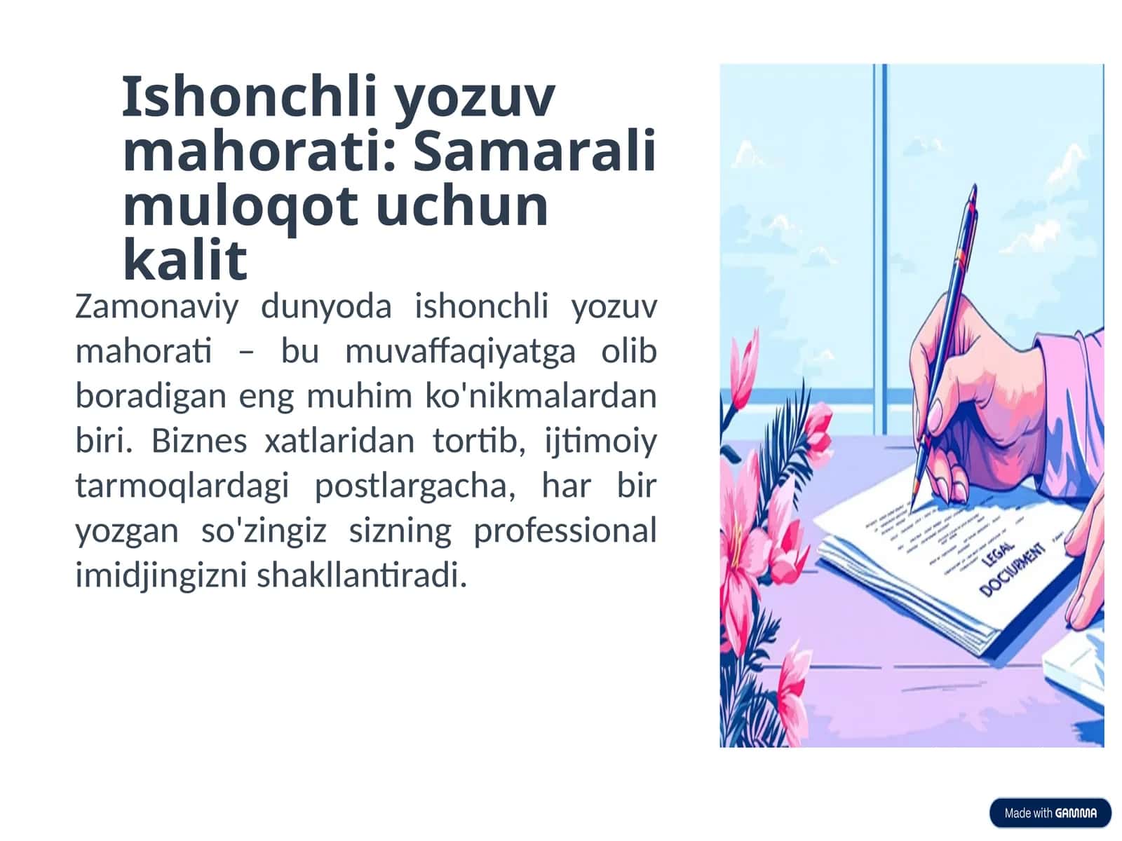 Ishonchli yozuv mahorati: Samarali muloqot uchun kalit 1