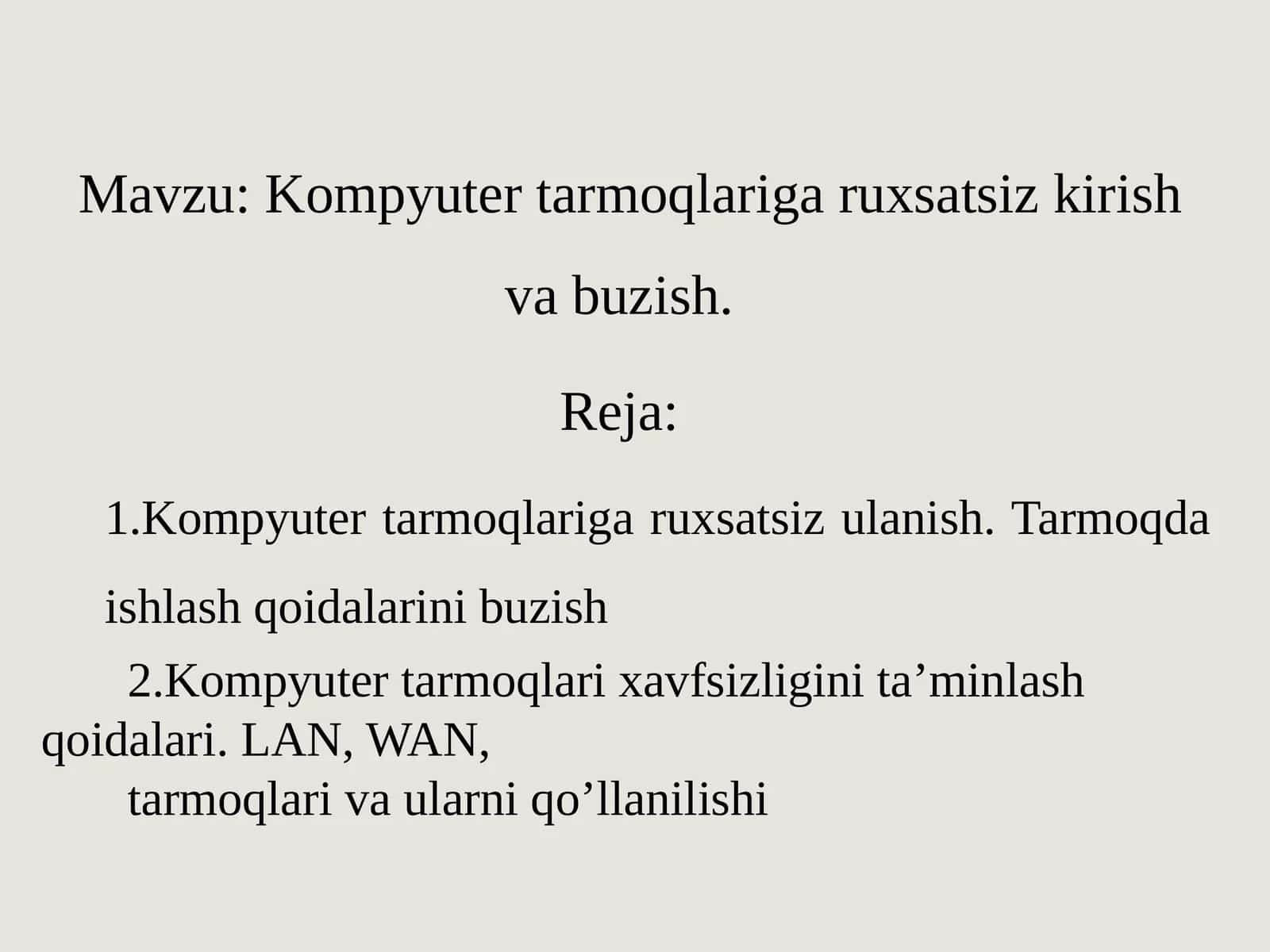 Kompyuter tarmoqlariga ruxsatsiz kirish va buzish 1