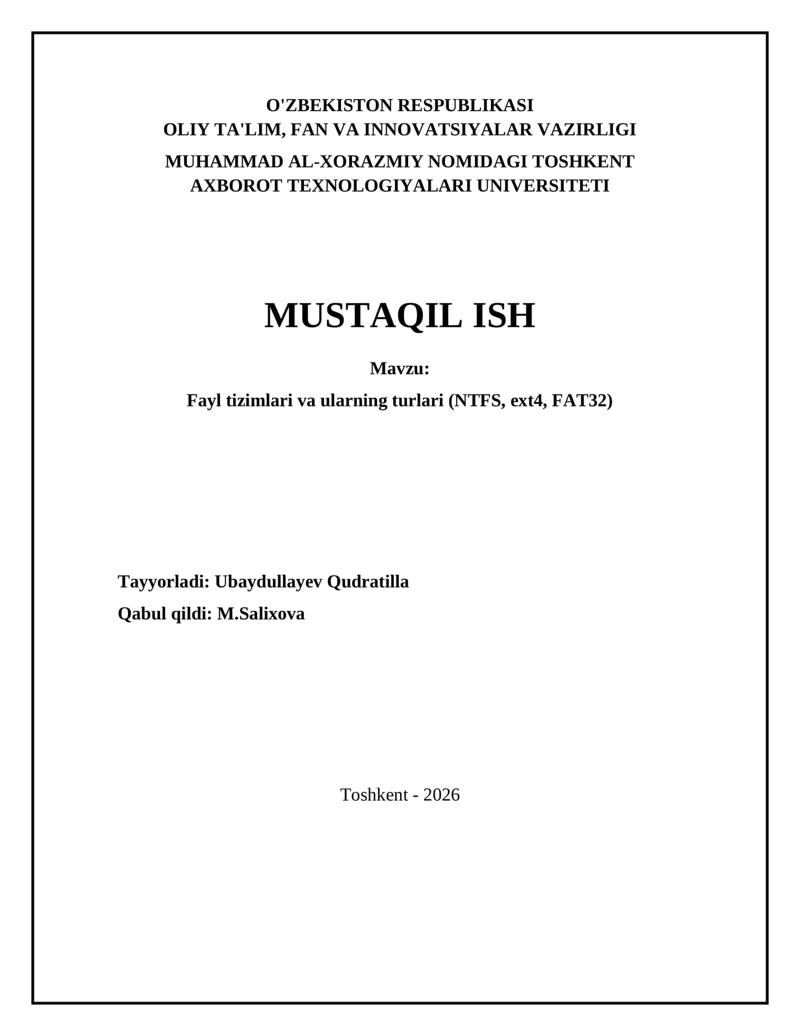 Fayl tizimlari va ularning turlari (NTFS, ext4, FAT32) 1