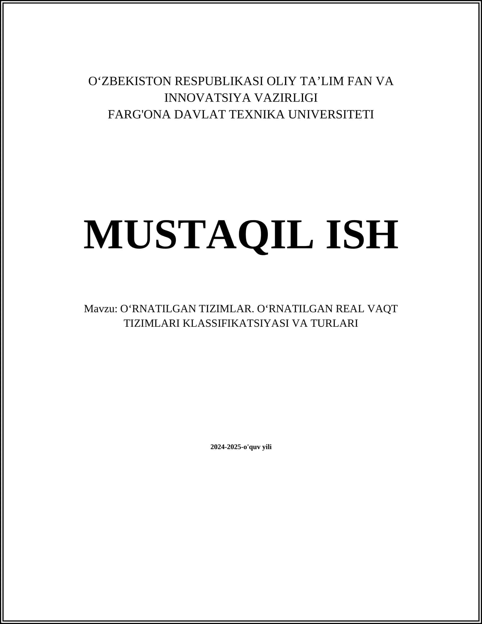 O'rnatilgan tizimlar 1