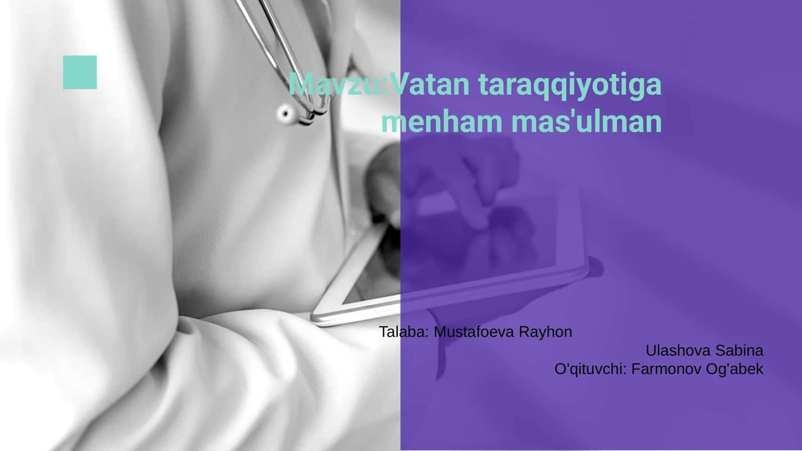 Vatan taraqqiyotiga menham mas'ulman 1