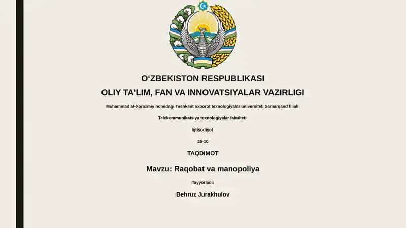 Raqobat va manopoliya 1