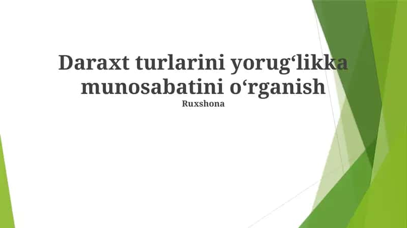 Daraxt turlarini yorugʻlikka munosabatini oʻrganish 1