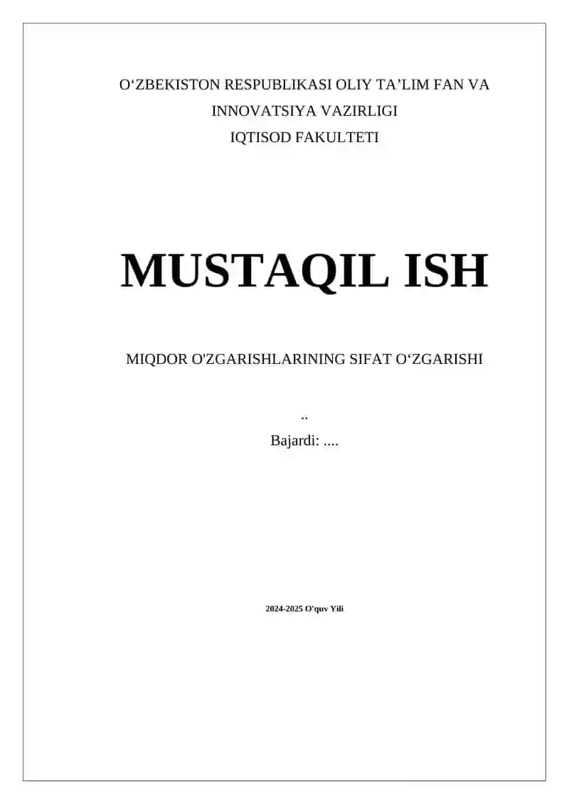 Miqdoriy o'zgarishlarining sifat o'zgarishi