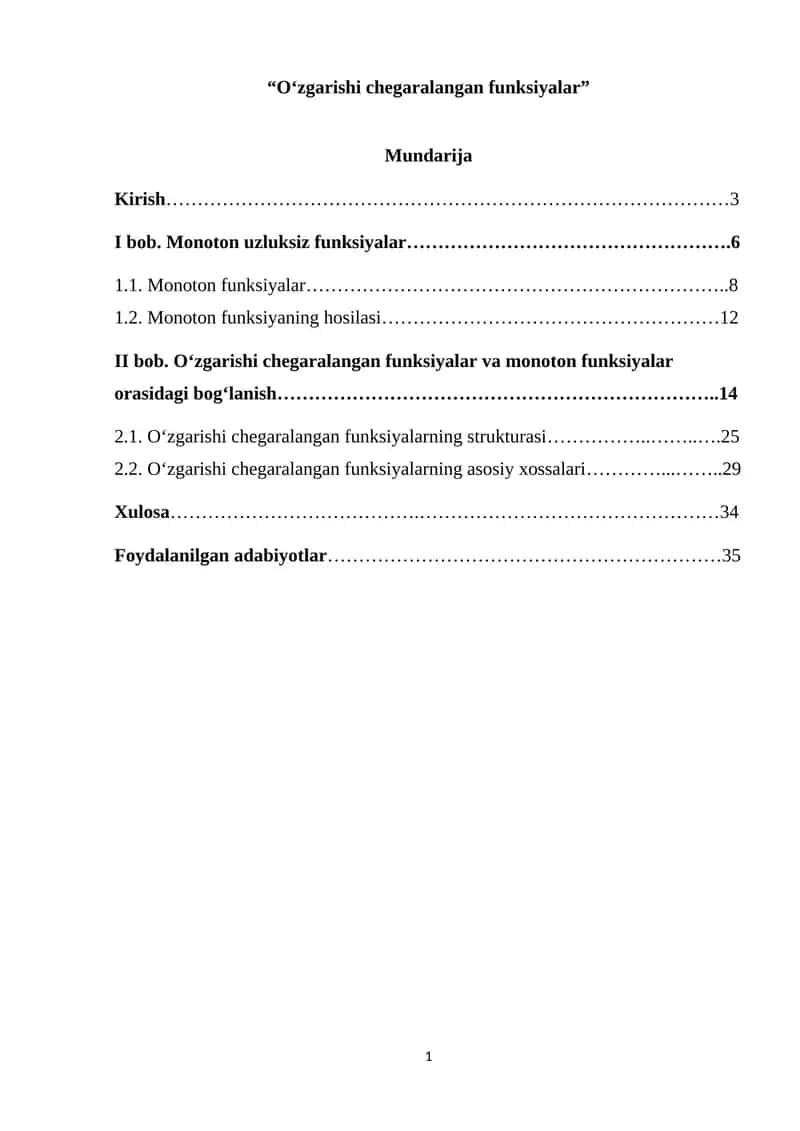 O‘zgarishi chegaralangan funksiyalar 1