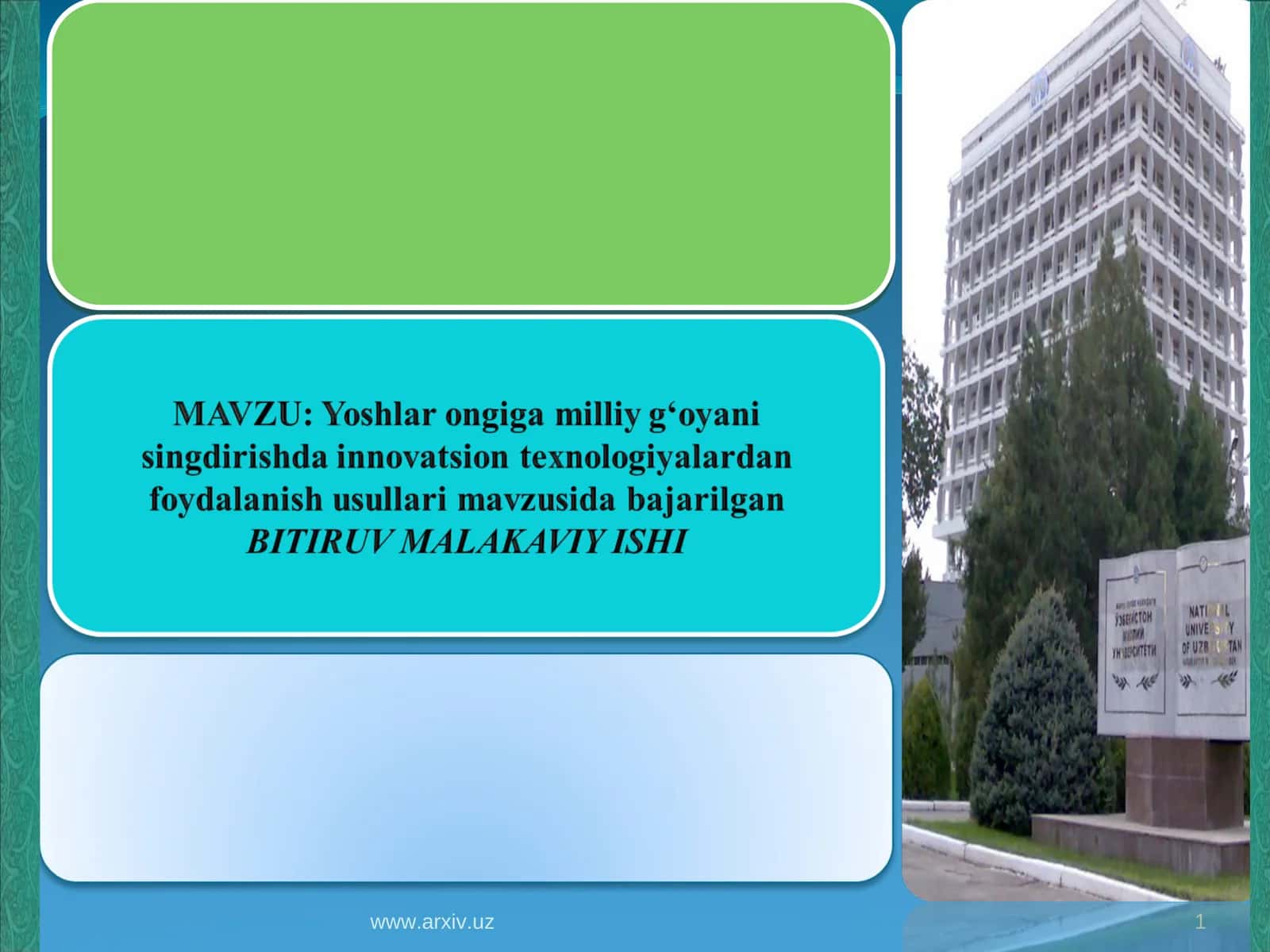 MILLIY G‘OYANIJAMIYATONGIGA SINGDIRISHDA YANGICHA TEXNIKA VA TEXNOLOGIYALARNING O‘RNI 1