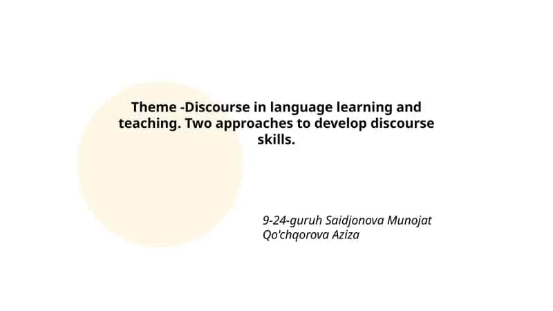 Discourse in language learning and teaching 1