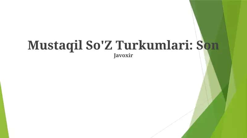 Mustaqil So'z Turkumlari: Son 1