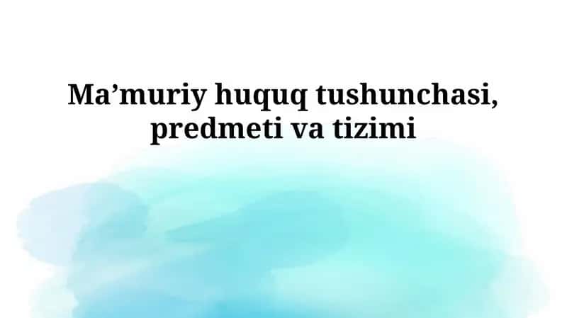 Ma'muriy huquq tushunchasi, predmeti va tizimi 1