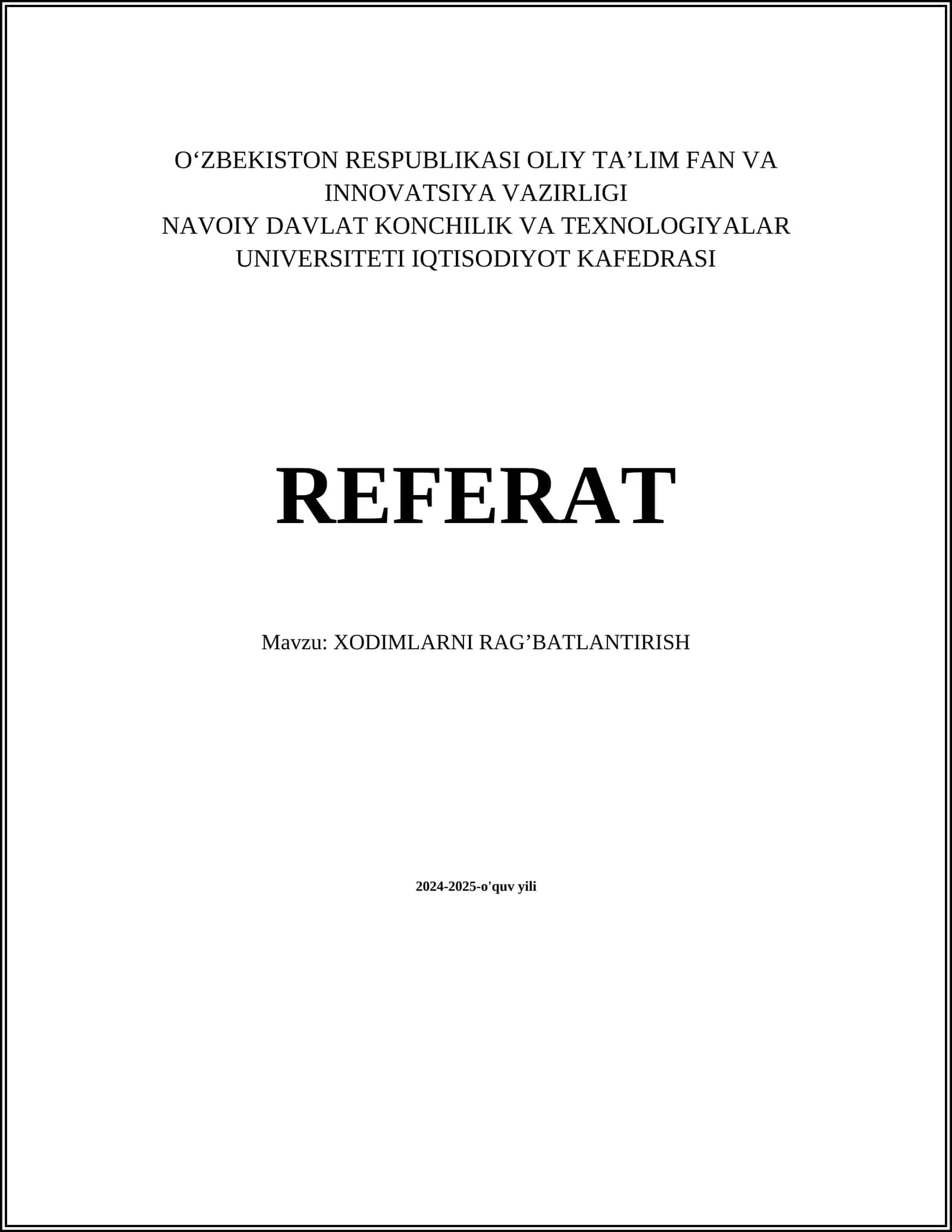 XODIMLARNI RAG’BATLANTIRISH 1