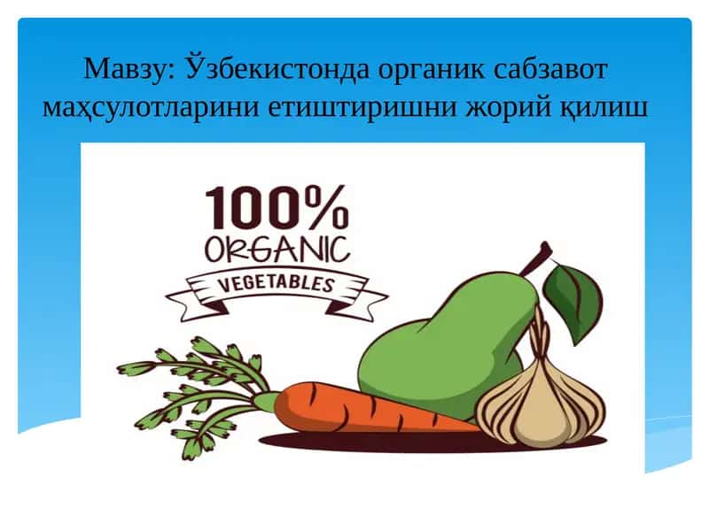 Ўзбекистонда органик сабзавот маҳсулотларини етиштиришни жорийқилиш 1