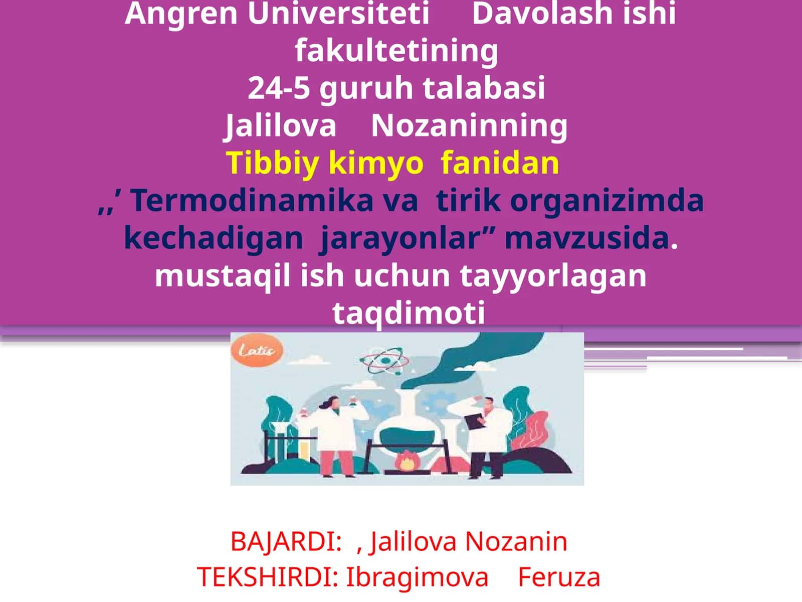 Termodinamika va tirik organizimda kechadigan jarayonlar 1