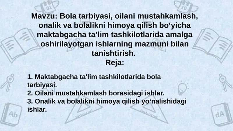 Maktabgacha ta'lim tashkilotlarida bola tarbiyasi 1