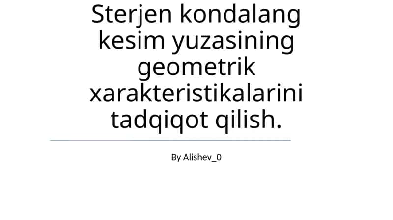 Sterjen kondalang kesim yuzasining geometrik xarakteristikalarini tadqiqot qilish 1