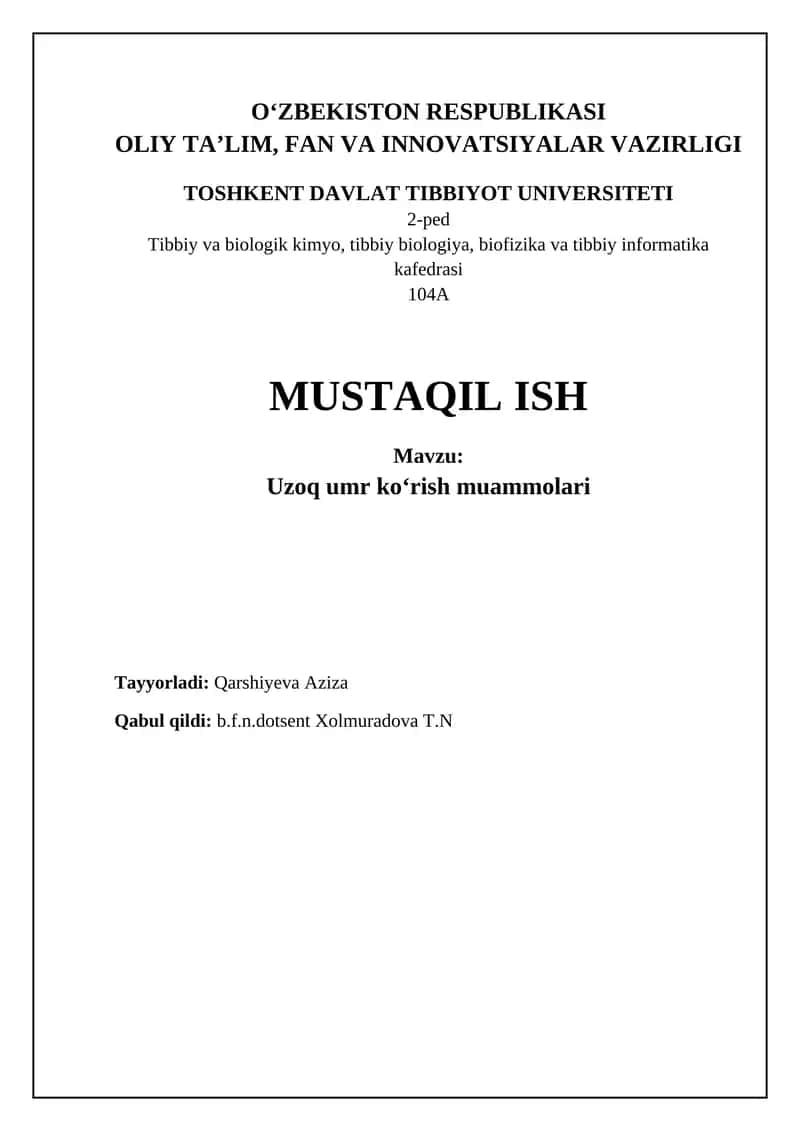 Uzoq Umrdagi Ko'rish Muammolari 1