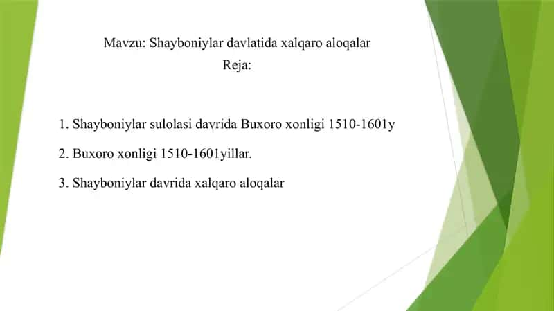 Shayboniylar davlatida xalqaro aloqalar 1