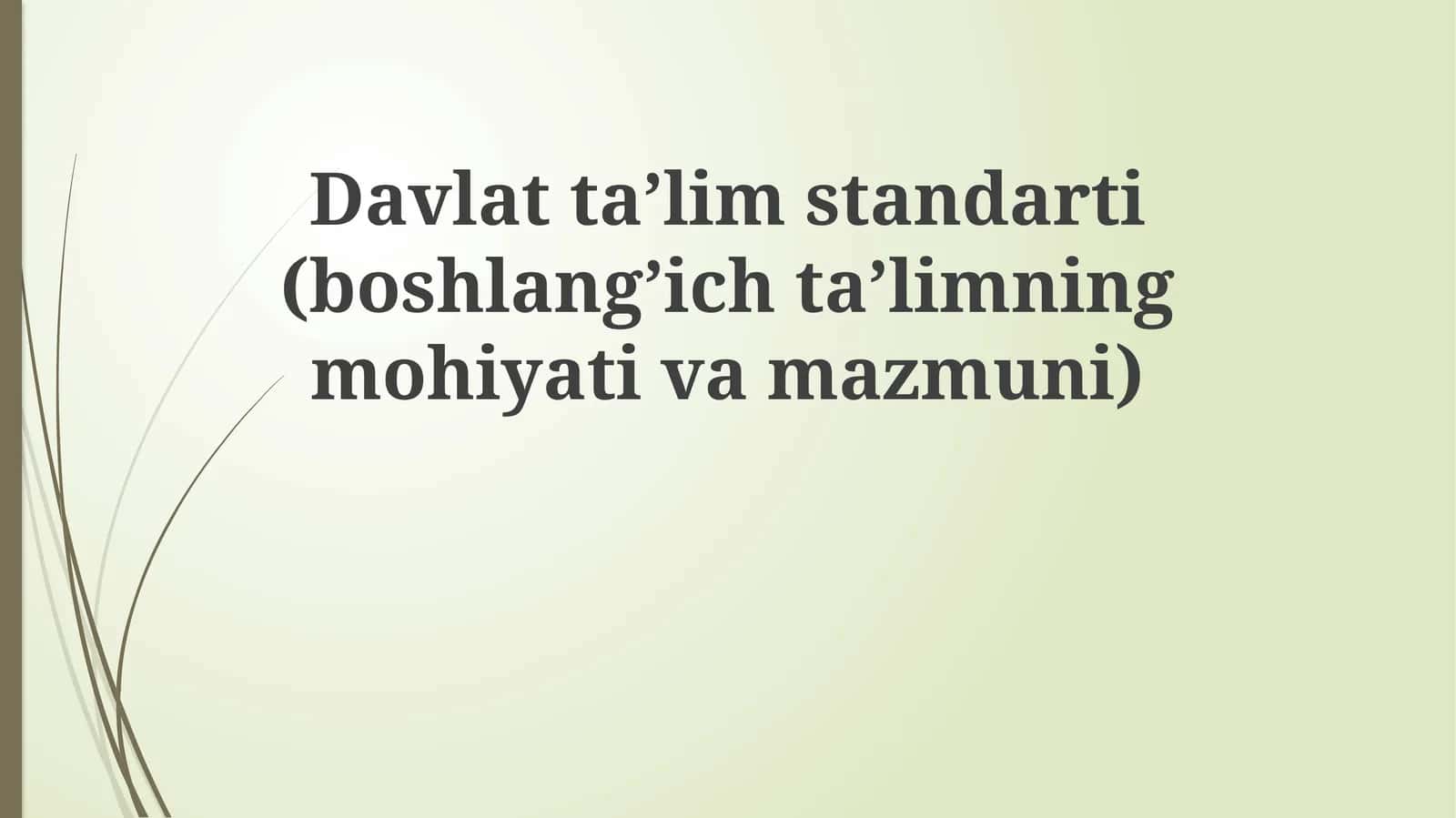 Davlat ta'lim standarti (boshlang'ich ta'limning mohiyati va mazmuni) 1