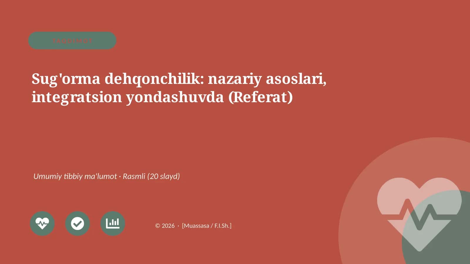 Sug'orma dehqonchilik: nazariy asoslari, integratsion yondashuvda (Referat) 1