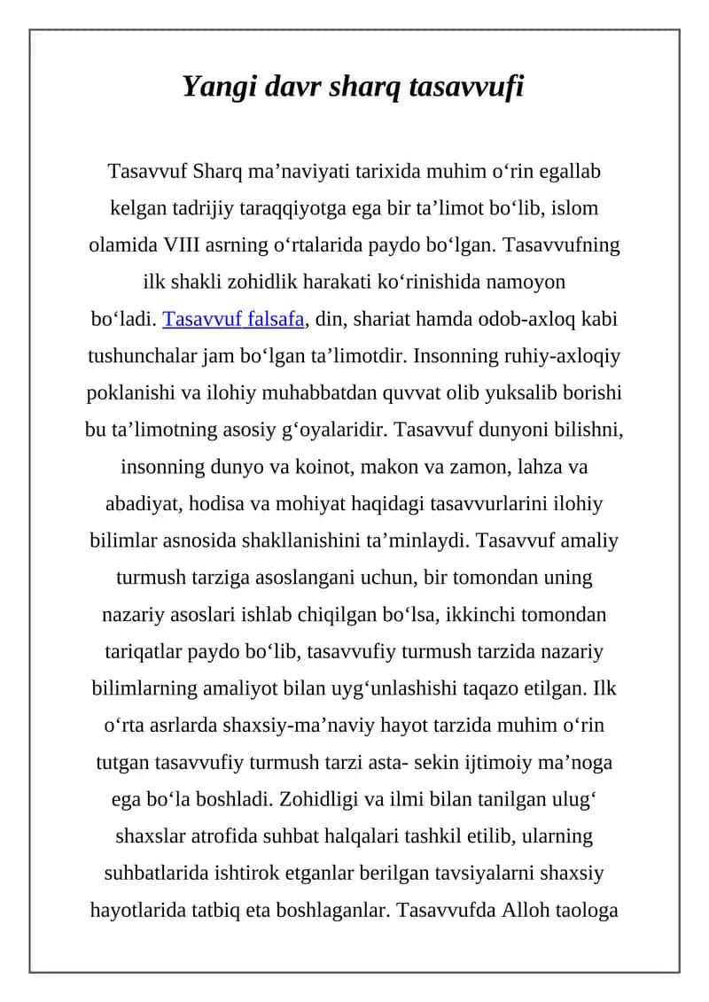 Yangi davr sharq tasavvufi 1