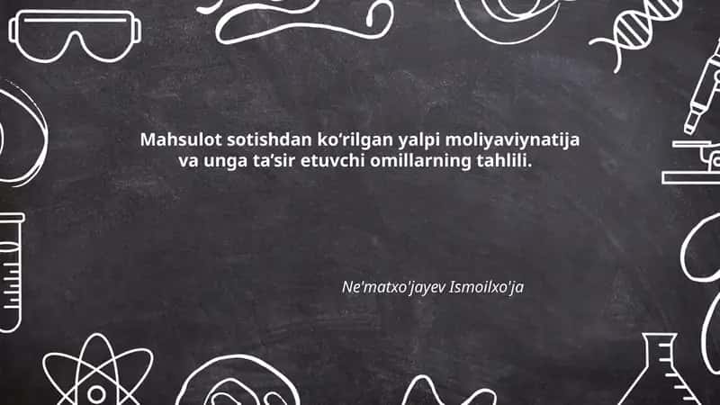 Mahsulot sotishdan ko‘rilgan yalpi moliyaviynatija va unga ta’sir etuvchi omillarning tahlili 1