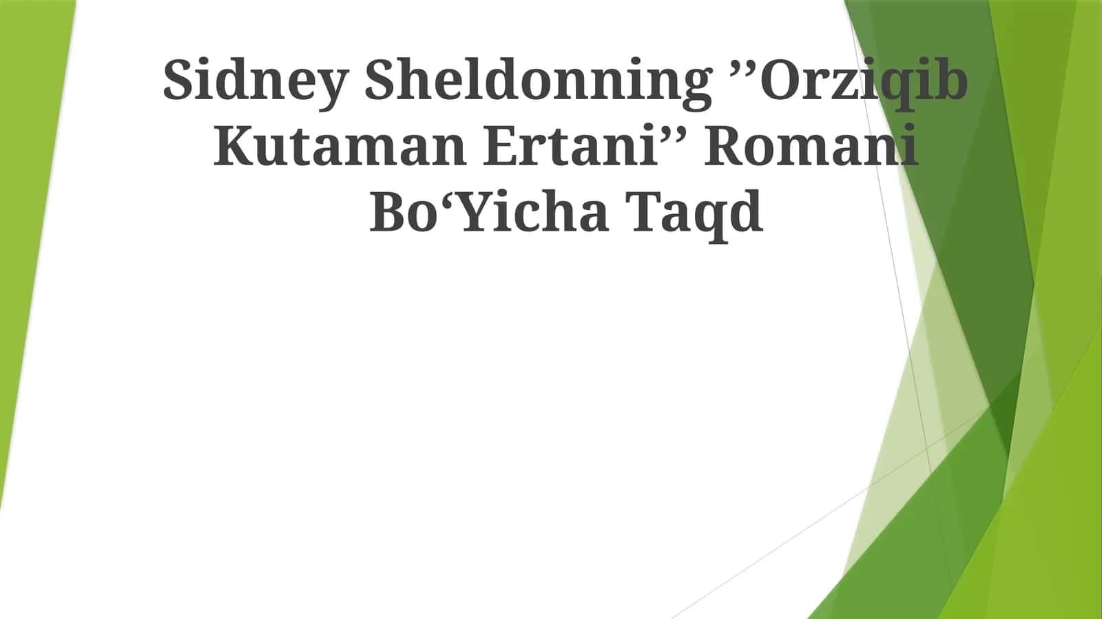 Sidney Sheldonning "O'yin ustasi" 1