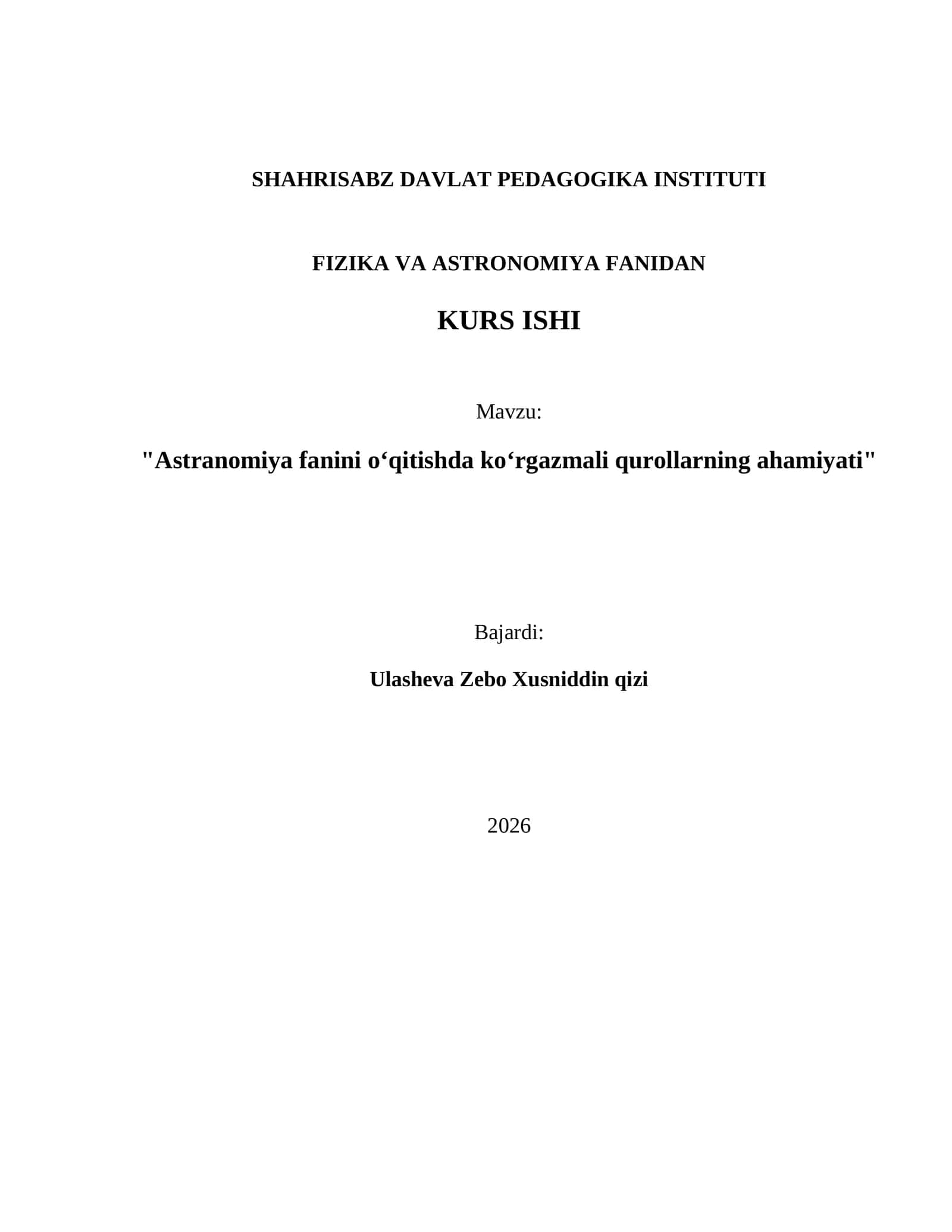 Astranomiya fanini oʻqitishda koʻrgazmali qurollarning ahamiyati 1