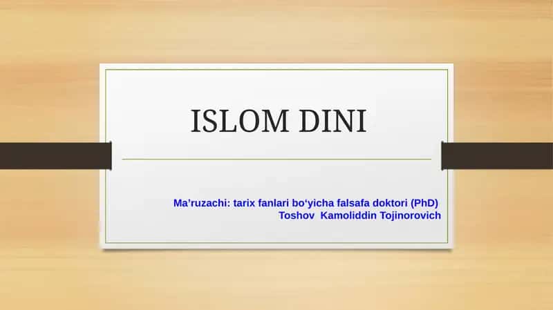 ISLOM DINI 1