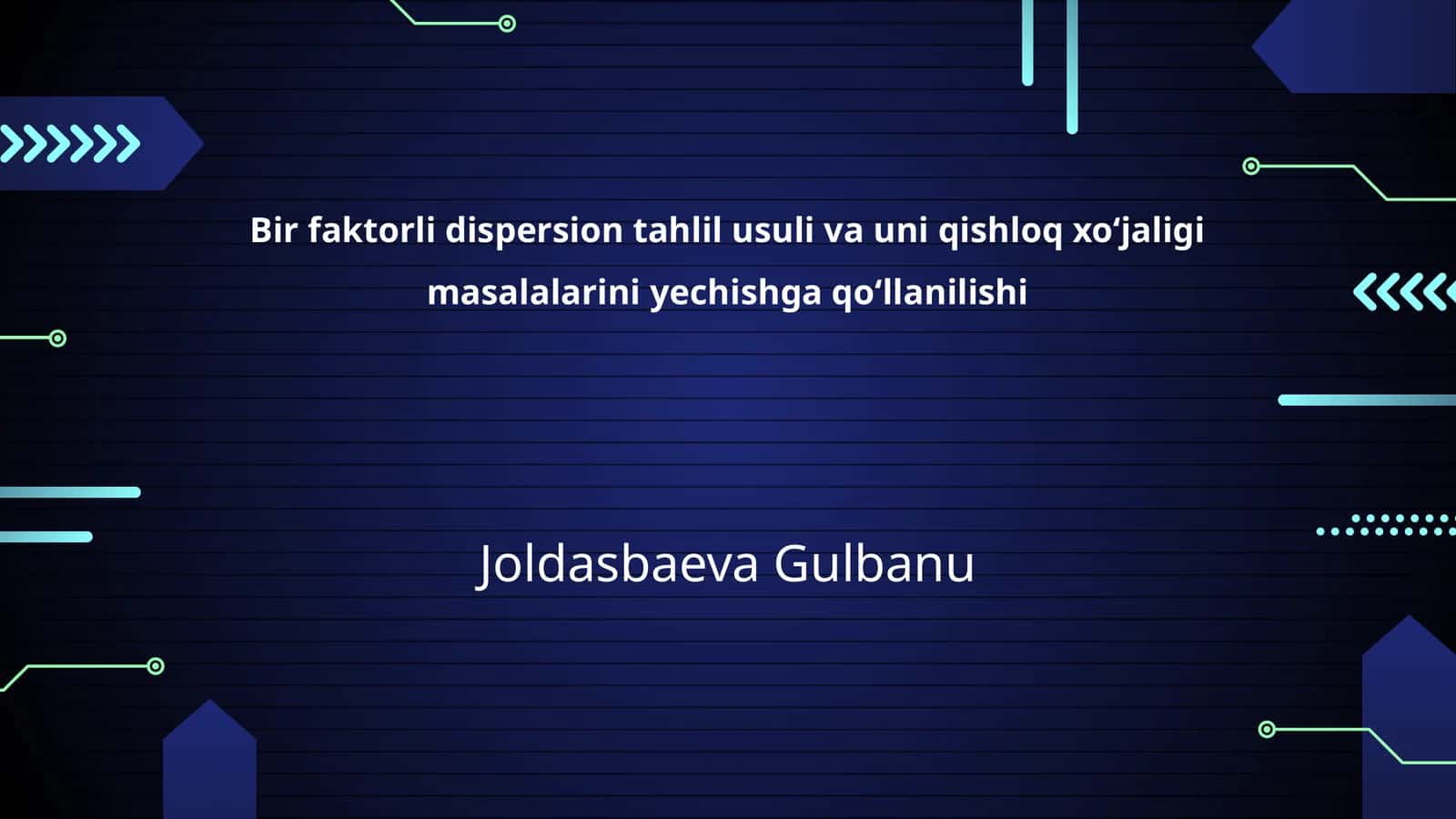 Bir faktorli dispersion tahlil usuli va uni qishloq xo‘jaligi masalalarini yechishga qo‘llanilishi 1