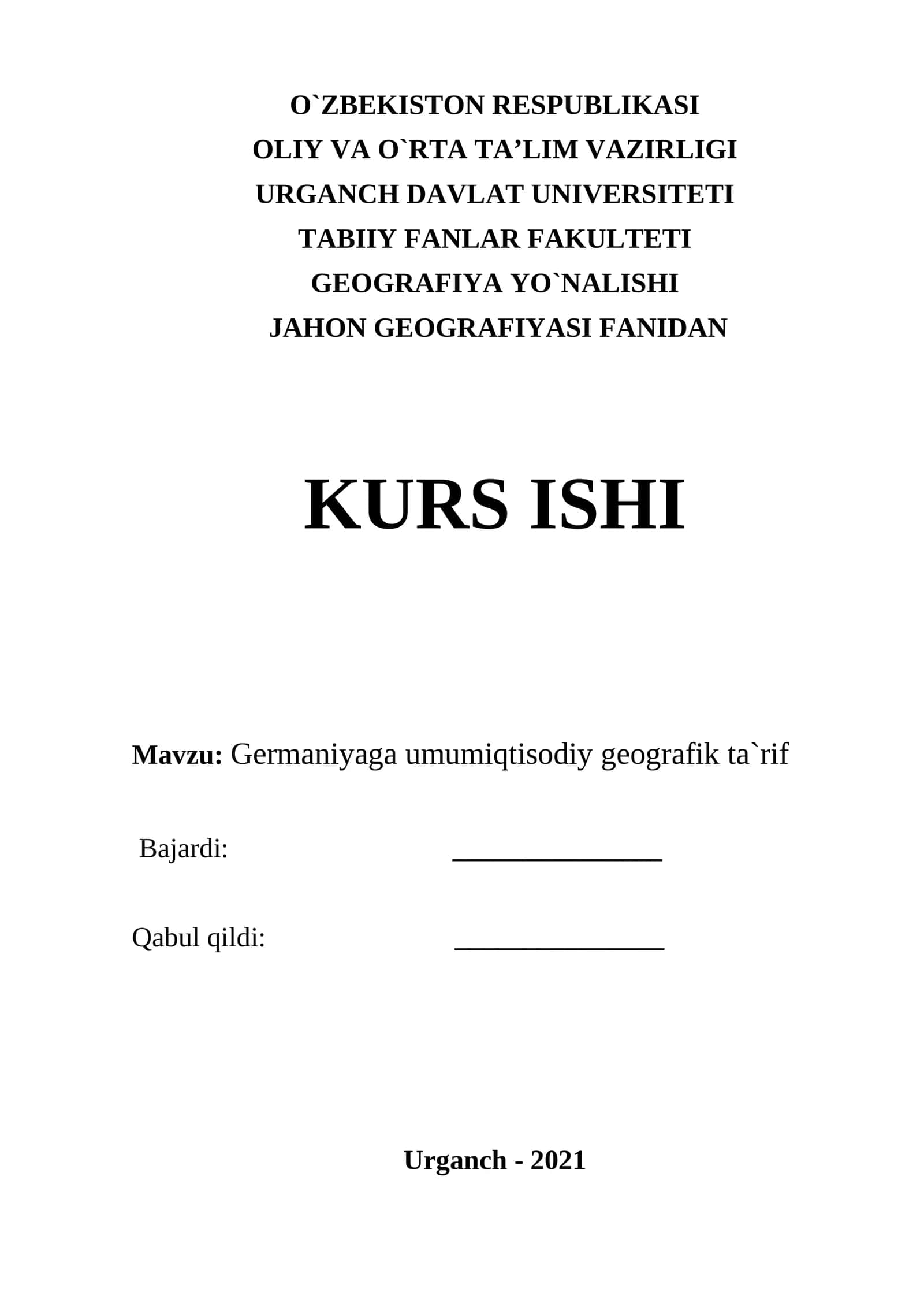 Germaniyaga umumiqtisodiy geografik ta`rif 1